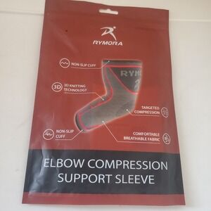 Rymora Elbow Compression Support Sleeve Small Grey Red Arthritis B07Z83RHMB